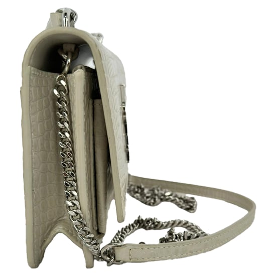 Saint Laurent Krokodillenmotief Sunset Wallet on Chain in Crème Leer - Image 3