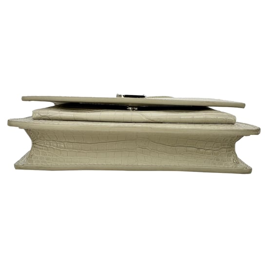 Saint Laurent Krokodillenmotief Sunset Wallet on Chain in Crème Leer - Image 5