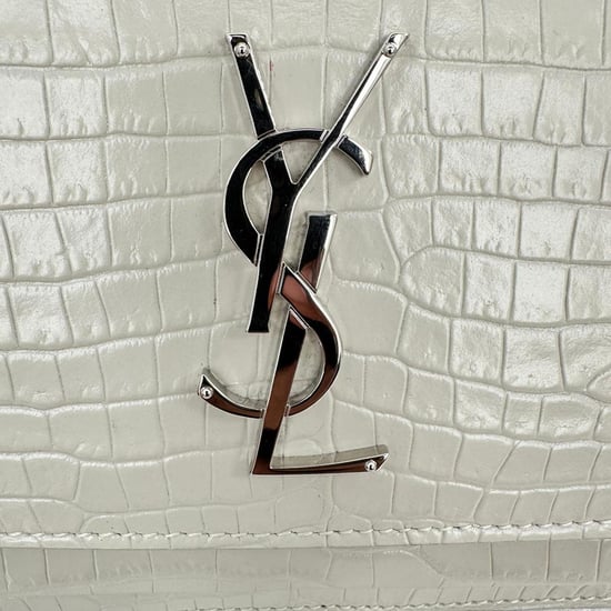 Saint Laurent Krokodillenmotief Sunset Wallet on Chain in Crème Leer - Image 6