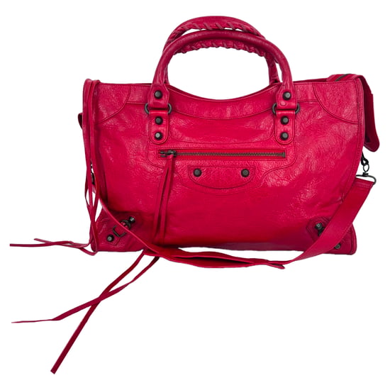 Balenciaga Middelgrote Motorfiets City Schoudertas in Rood Lamleer - Image 2