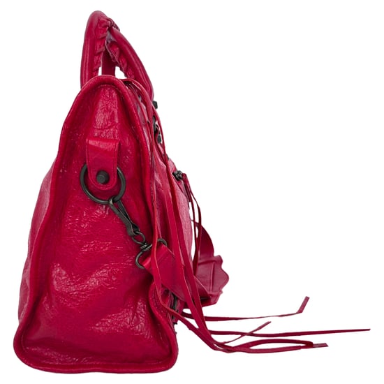 Balenciaga Middelgrote Motorfiets City Schoudertas in Rood Lamleer - Image 3