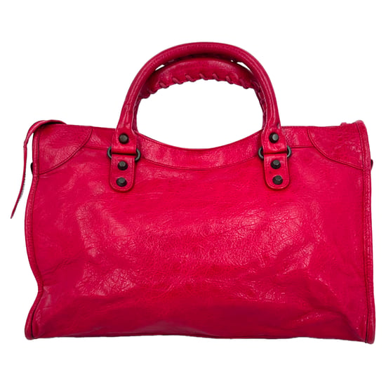 Balenciaga Middelgrote Motorfiets City Schoudertas in Rood Lamleer - Image 4