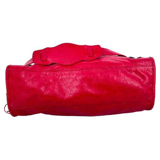 Balenciaga Middelgrote Motorfiets City Schoudertas in Rood Lamleer - Image 5