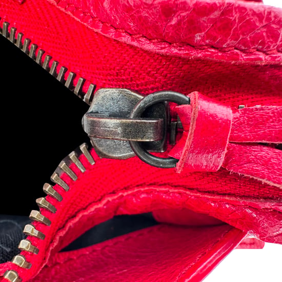 Balenciaga Middelgrote Motorfiets City Schoudertas in Rood Lamleer - Image 6