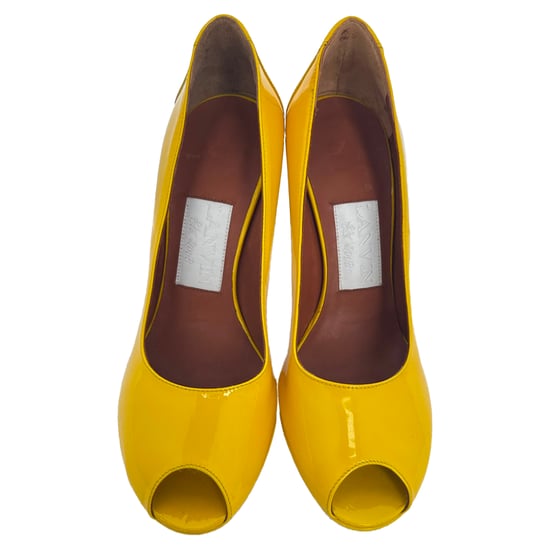 Lanvin Peep-Toe Platform Pumps in Gele Leren Lak - Image 3