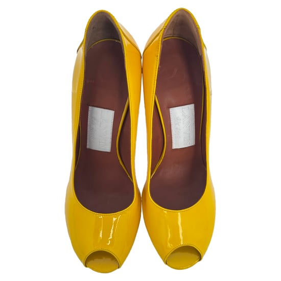 Lanvin Peep-Toe Platform Pumps in Gele Leren Lak - Image 4