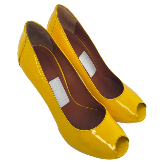 Lanvin Peep-Toe Platform Pumps in Gele Leren Lak - Image 5