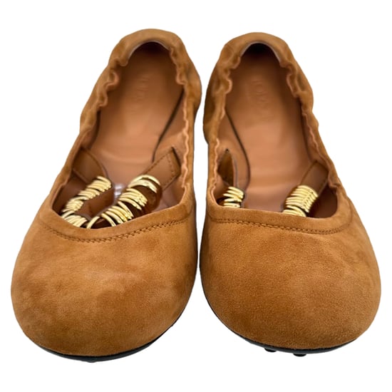 Tod's Ballerina's met Gouden Ring Detail in Bruin Suède - Image 3