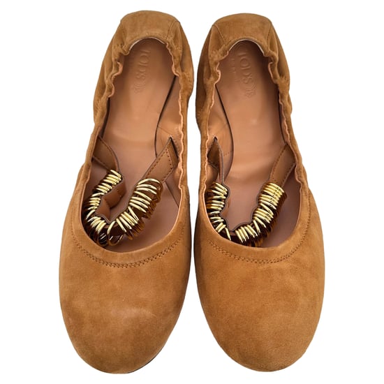 Tod's Ballerina's met Gouden Ring Detail in Bruin Suède - Image 4