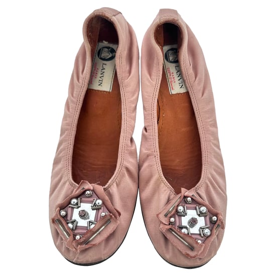 Lanvin Versierde Ballerina's in roze satijn - Image 4