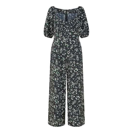 Mela London Dames-jumpsuit met hartvormige halslijn en bloemmotief (Zwart) - Image 1