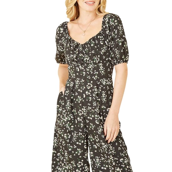 Mela London Dames-jumpsuit met hartvormige halslijn en bloemmotief (Zwart) - Image 3