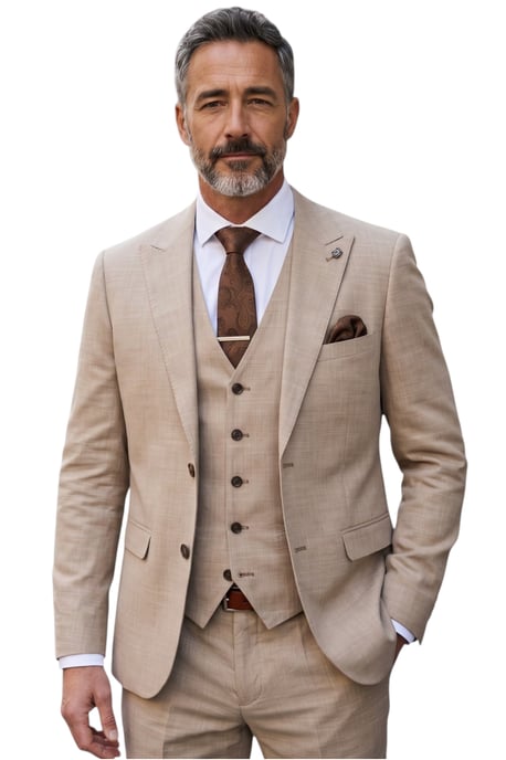 Herenpak (3-delig) in beige, getailleerd, formeel - Kurt - Image 1