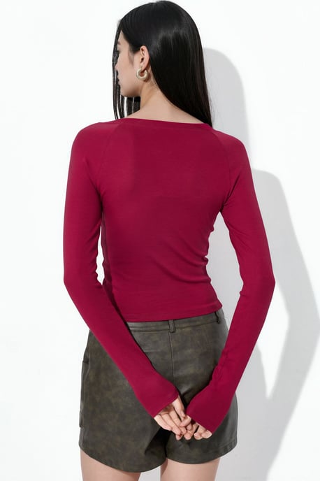 V-hals Lange Mouw Aangesloten Blouse - Image 3