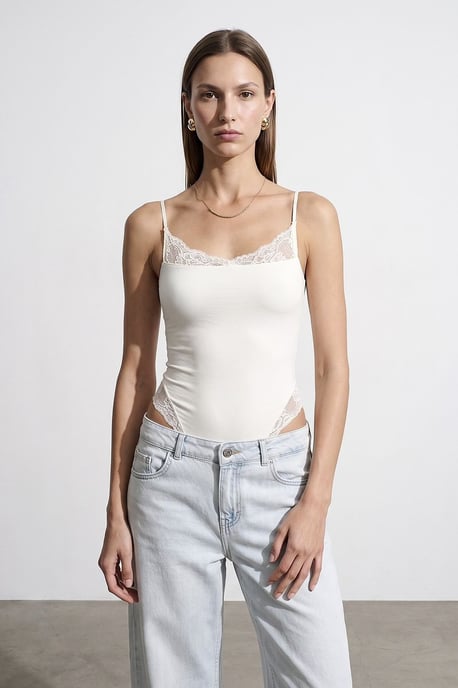 Kant Mouwloze Slim-fit Bodysuit Blouse - Image 3