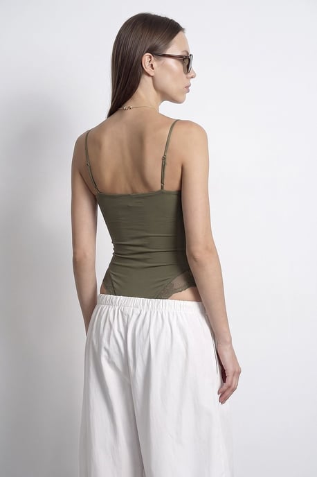 Kant Mouwloze Slim-fit Bodysuit Blouse - Image 1