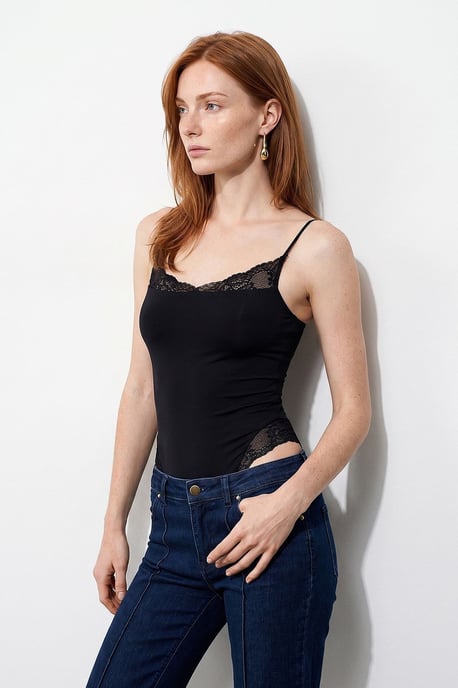 Kant Mouwloze Slim-fit Bodysuit Blouse - Image 3