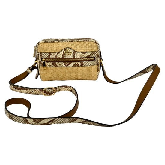 Gucci Mini Ophidia Crossbodytas met waterslangaccent in beige raffia - Image 3