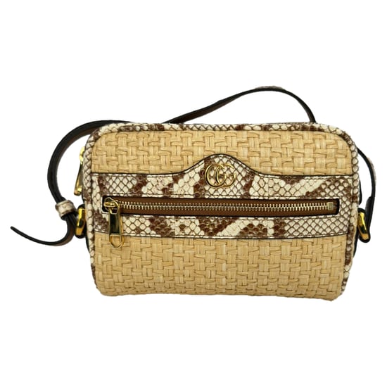 Gucci Mini Ophidia Crossbodytas met waterslangaccent in beige raffia - Image 4