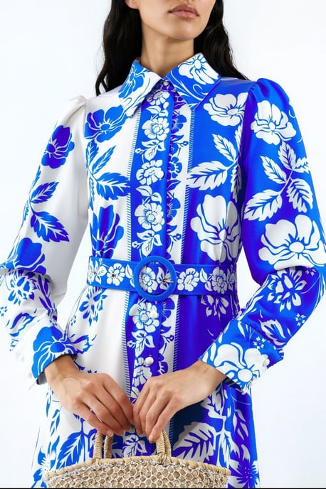 Bloemenbedrukte Maxi Hemdjurk met Ceintuur - Image 4