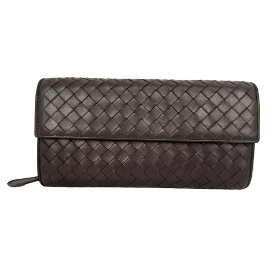Bottega Veneta Intrecciato Continental portemonnee van bruin leer - Image 1