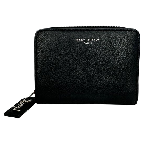 Saint Laurent Rive Gauche compacte portemonnee met ritssluiting in zwart leer - Image 1