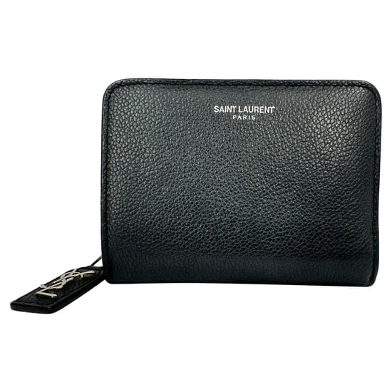 Saint Laurent Rive Gauche compacte portemonnee met ritssluiting in zwart leer - Image 2