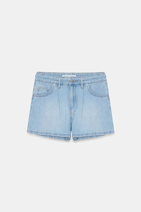 Hoogwaisted denim short met riem - Image 5