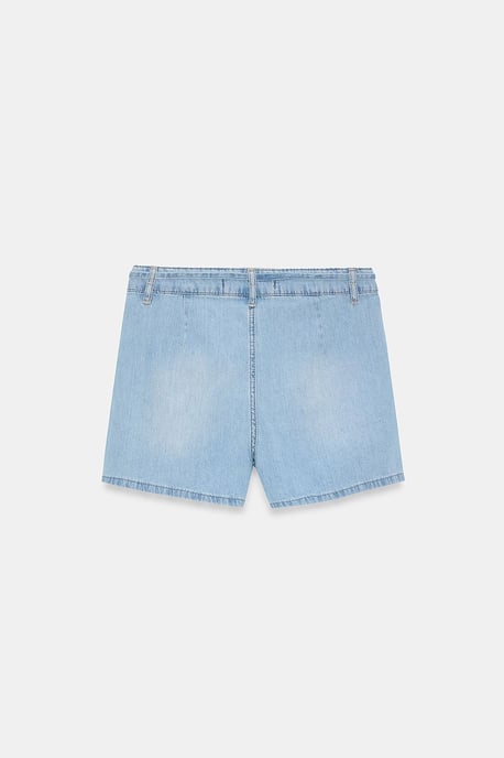 Hoogwaisted denim short met riem - Image 6