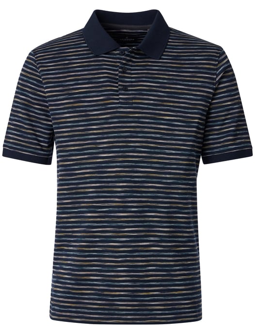 donkerblauwe gestreepte polo korte mouw Casa Moda normale fit - Image 1