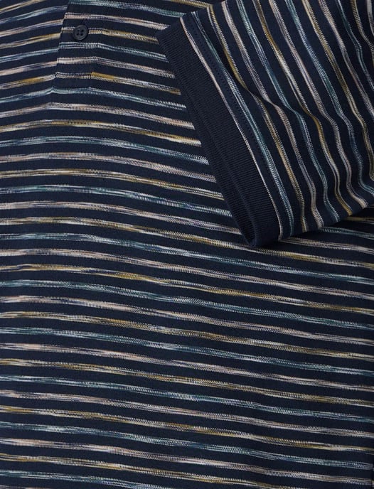 donkerblauwe gestreepte polo korte mouw Casa Moda normale fit - Image 4