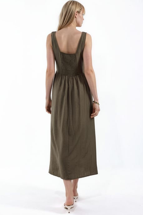 Effen Midi-jurk met Vierkante Kraag - Image 3