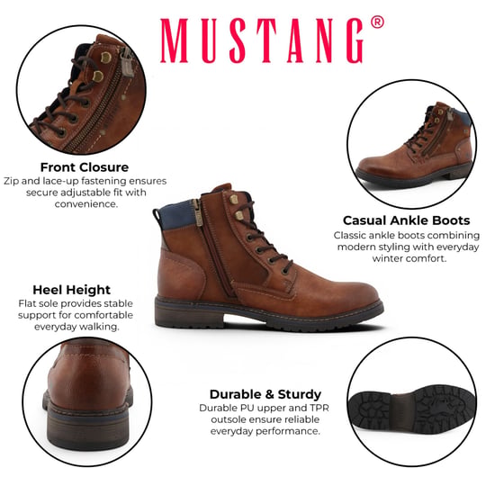 Mustang bruine nepleren winterveteraars voor mannen - M0031006 - Image 2