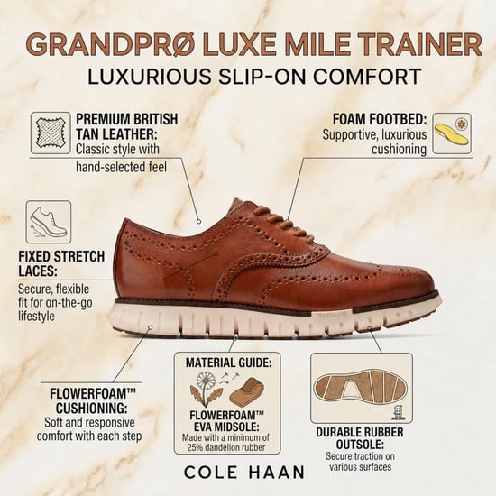 Cole Haan ZeroGrand Wingtip Oxford Trainer Bruine Leren Sneakers voor Heren - C39602 - Image 2