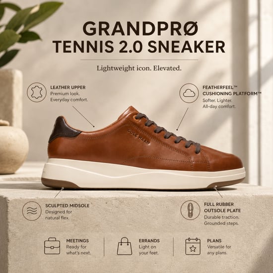 Cole Haan GrandPro Luxe Mile Trainer voor heren bruine leren sneakers - C42753 - Image 2