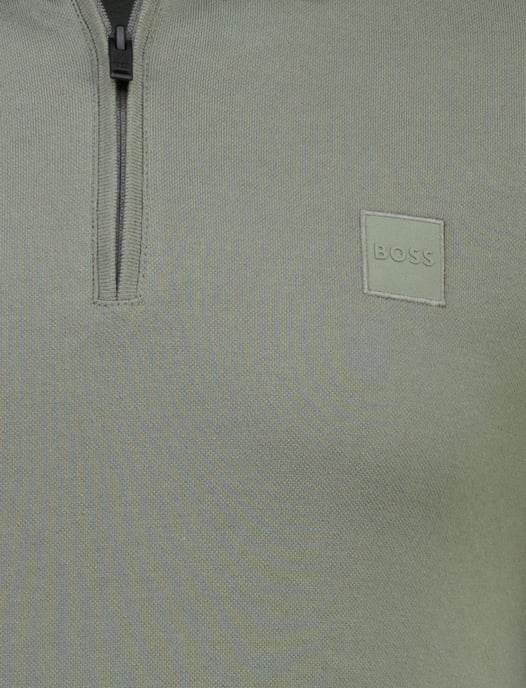 Poloshirt Boss Orange groen rits normale fit pique - Image 3