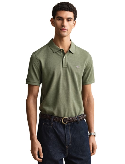 Groene Gant polo 2-knoops gemeleerd - Image 1