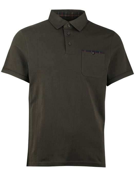 Polo Barbour donkergroen korte mouw 3 knoops borstzak - Image 3