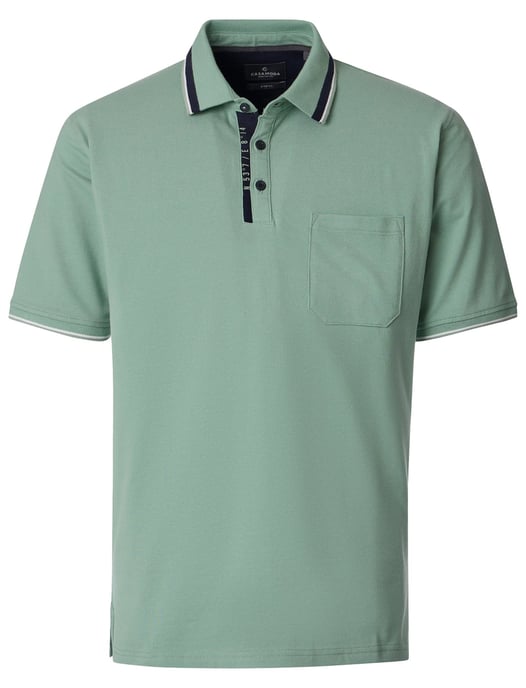 groene polo met zwarte omlijning Casa Moda korte mouw - Image 1