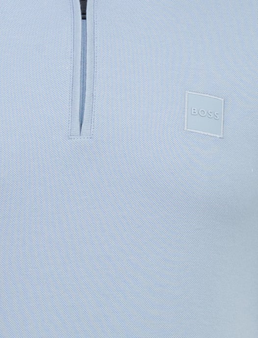 Poloshirt BOSS Orange lichtblauw rits normale fit pique - Image 3