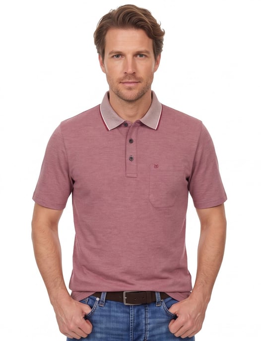 poloshirt korte mouw Casa Moda rood gemeleerd katoen - Image 1
