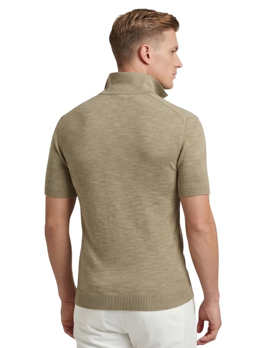 katoenen Gant polo beige effen met v-hals gemêleerd - Image 2