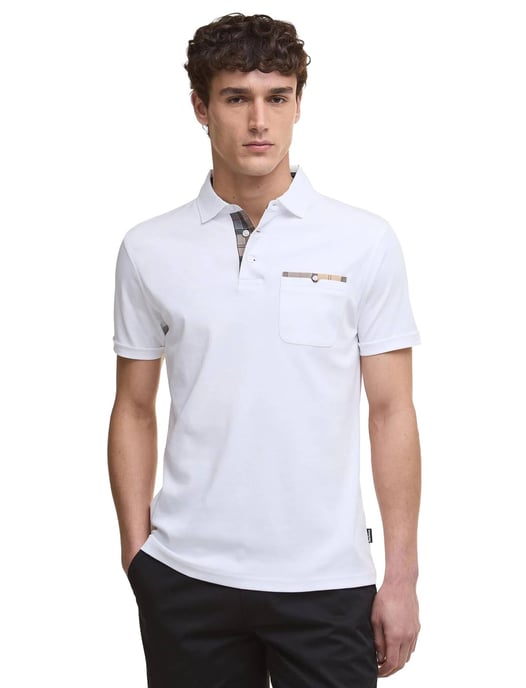 Polo Barbour wit korte mouw 3 knoops borstzak normale fit - Image 1
