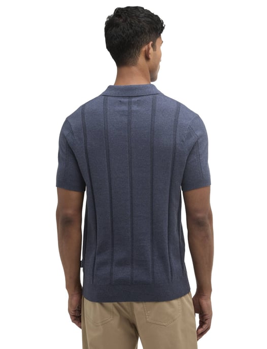 Donkerblauwe polo Barbour met streep structuur donkerblauw - Image 2