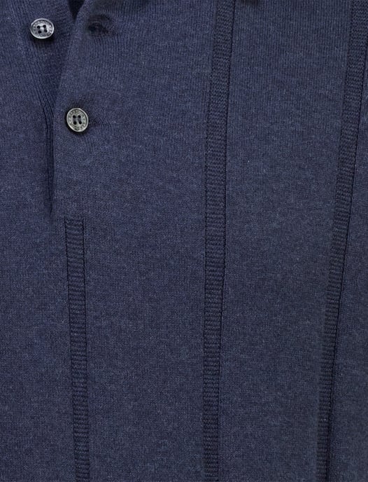 Donkerblauwe polo Barbour met streep structuur donkerblauw - Image 4
