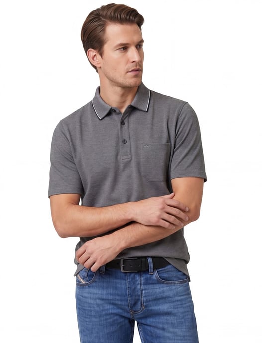 poloshirt korte mouw Casa Moda grijs wijde fit - Image 1