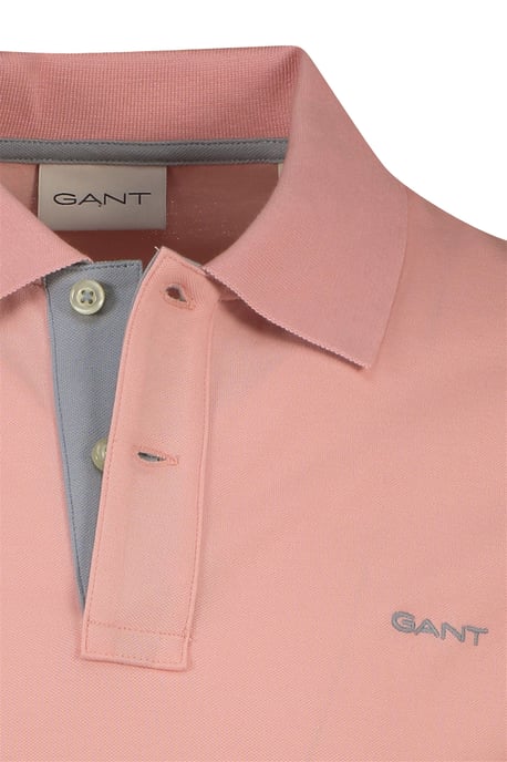 Gant polo slim fit roze effen met stretch - Image 3