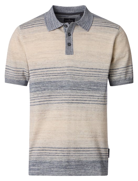 beige gestreepte polo met korte mouw Casa Moda 3-knoops - Image 1