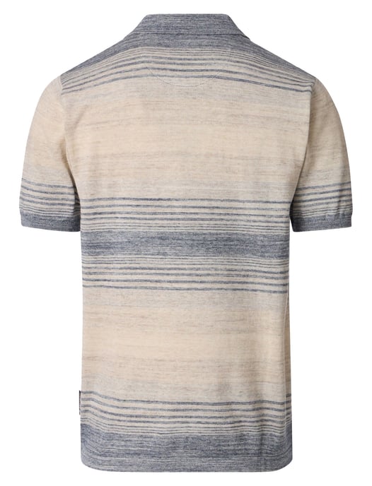 beige gestreepte polo met korte mouw Casa Moda 3-knoops - Image 2