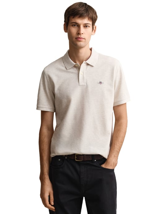 polo Gant gemeleerd korte mouw beige - Image 1